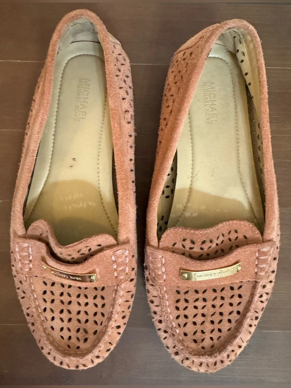 Michael Kors Dusty Rose Suede Perforated Loafers